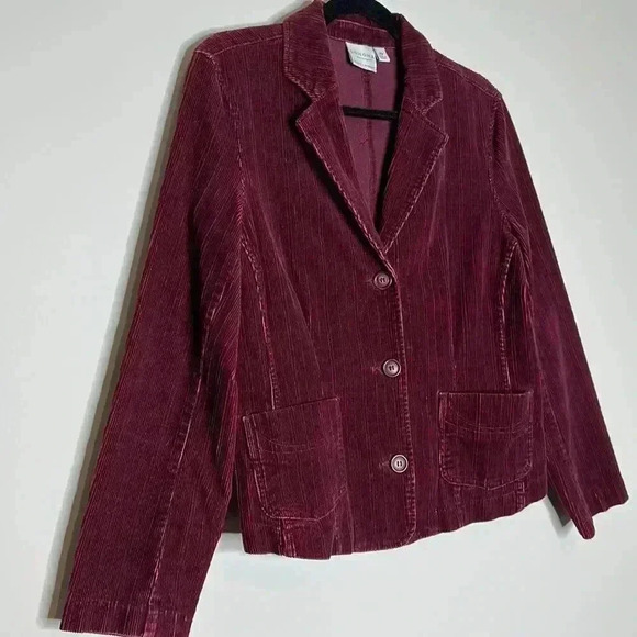 Sonoma Three Button Corduroy Burgundy Blazer - Picture 5 of 13